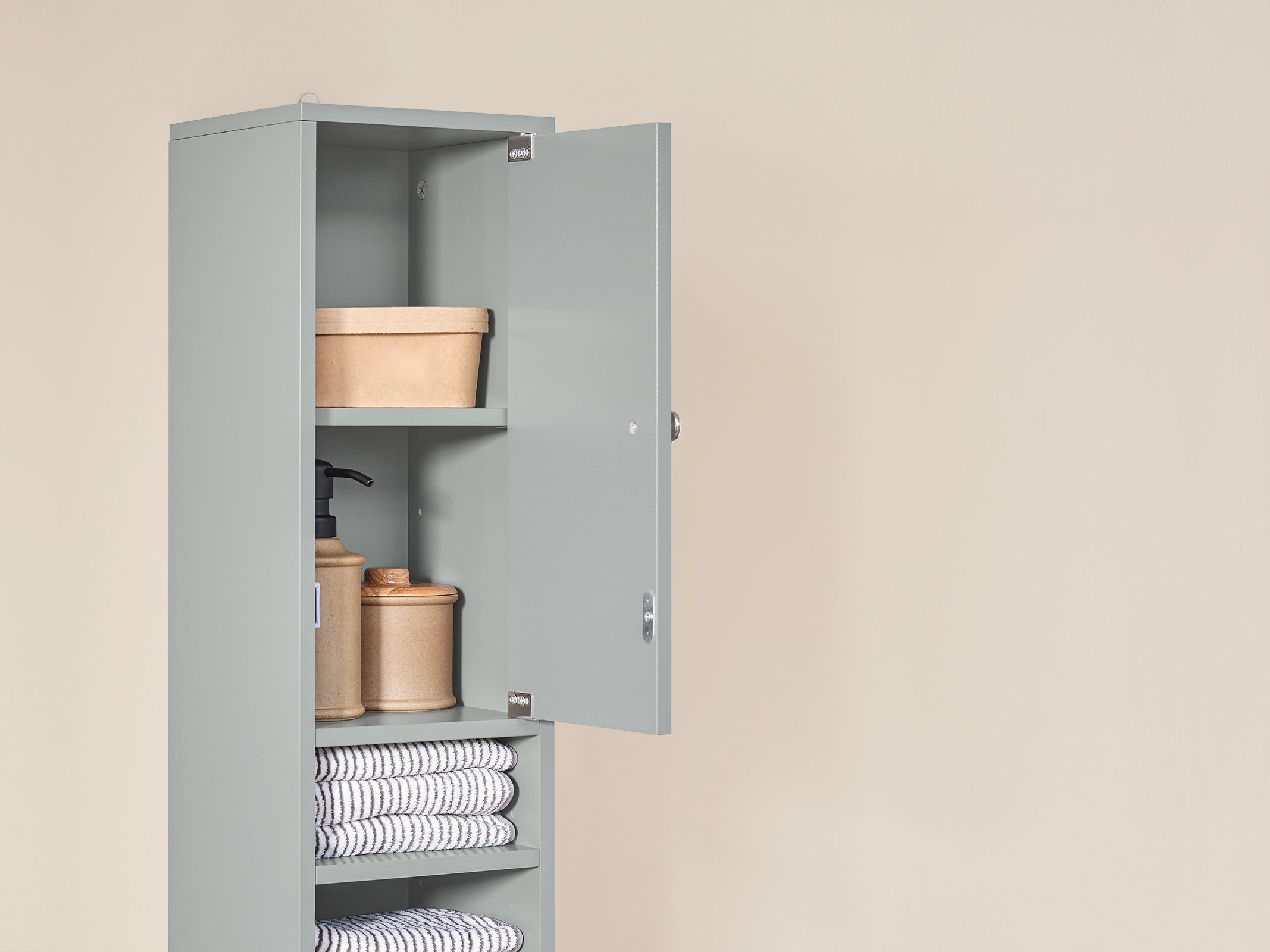 Armadio Colonna bagno, Mobile bagno alto con 2 Ante e 1 cassetto altezza: 180 cm SoBuy Grigio BZR34-HG - 6