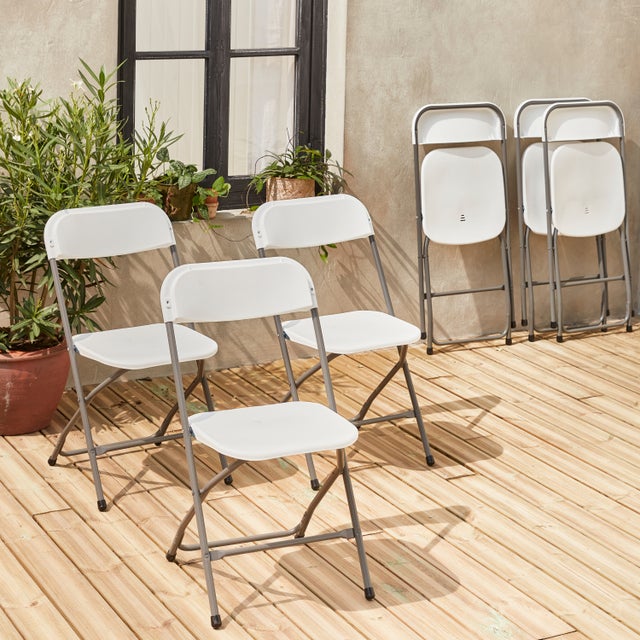 Chaises de réception pliantes – Fiesta – 6 chaises d'appoint en plastique et métal