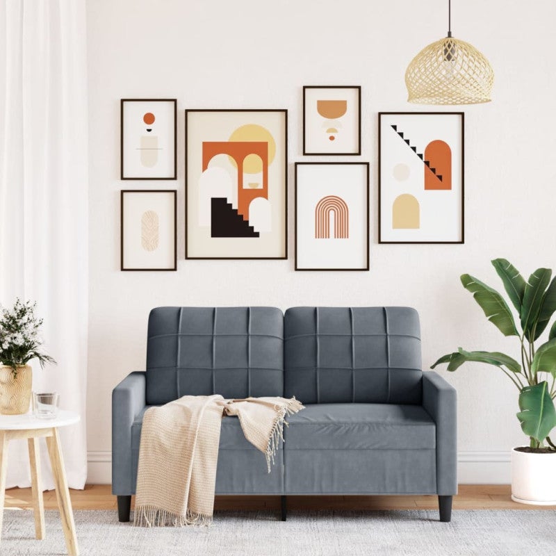 vidaXL Divano a 2 Posti grigio scuro 120 cm in Velluto - 3