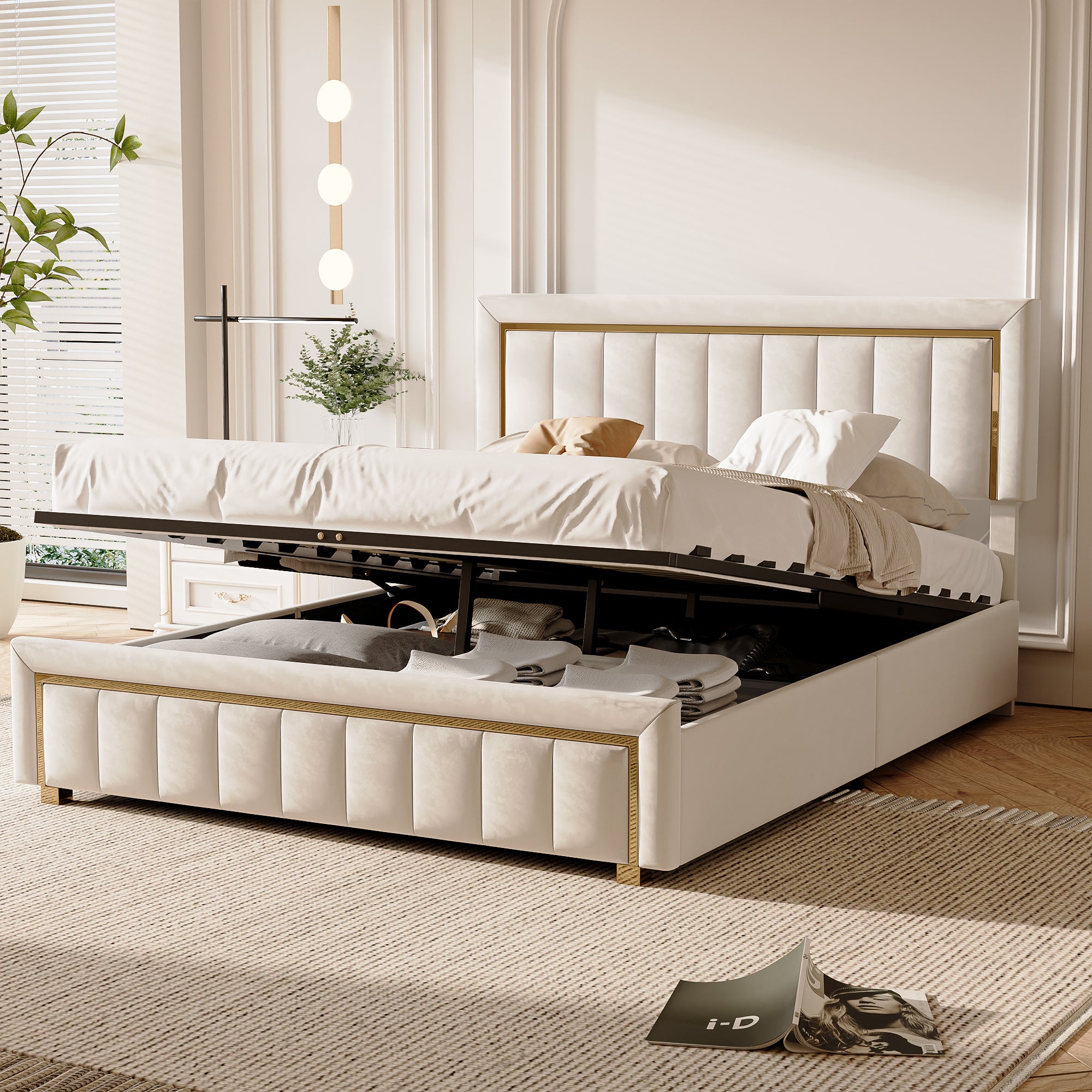 Lit coffre 140 x 200 cm avec sommier,lit 2 personnes avec LED et USB,lit hydraulique avec rangement,Cadre de lit à lattes,PU,noir | Leroy Merlin