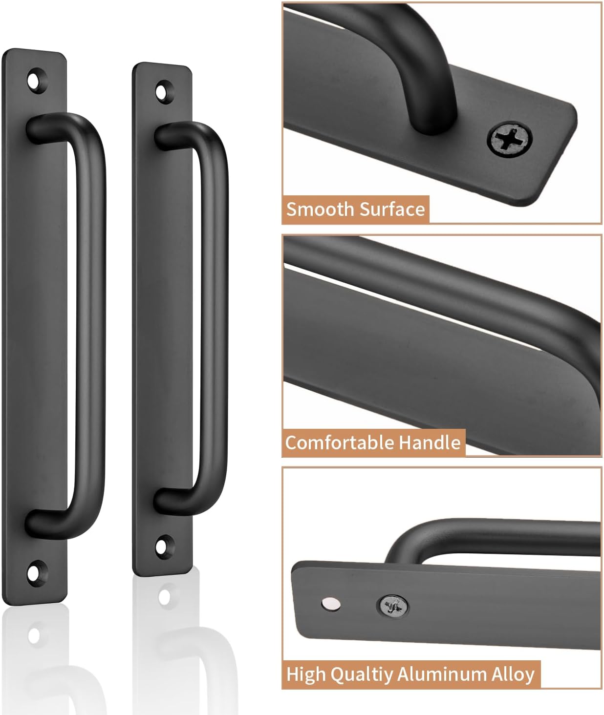 2 Maniglie Nere Per Porte E Cancelli - Stile Retr&ograve;, In Lega Di Zinco, Con Viti