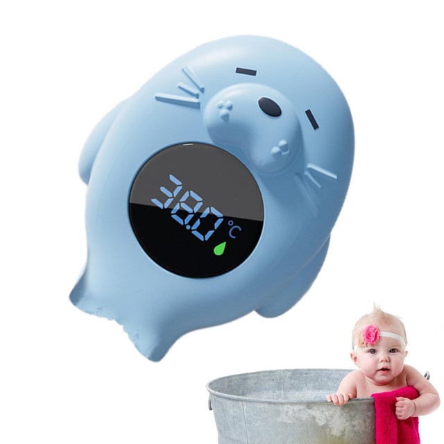 Thermomètre de bain en forme de loutre de mer,jouet de bain flottant à allumage et extinction automatiques,thermomètre de baignoire avec avertissement