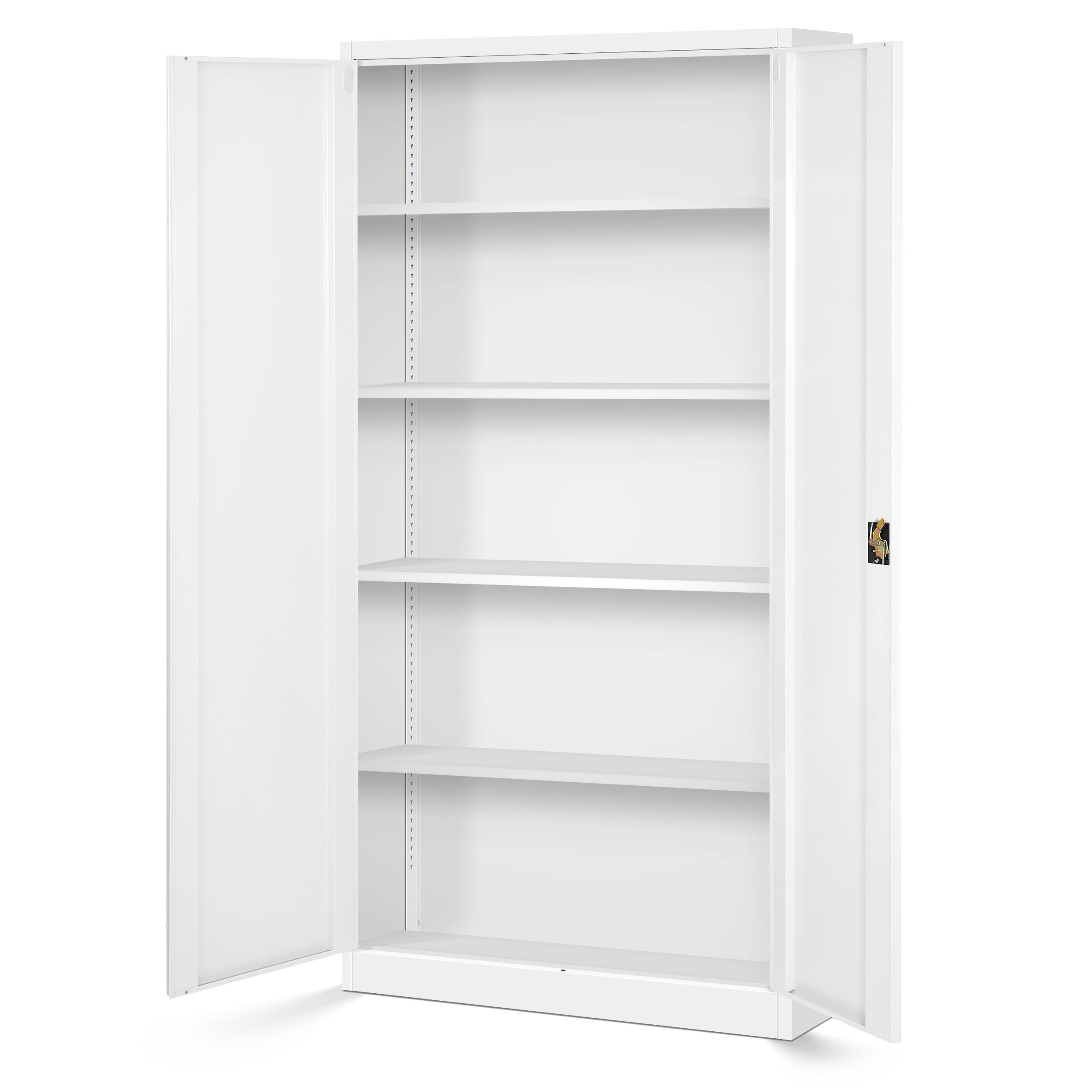 Armoire de Bureau de Rangement Métallique 4 étagères réglables 185 cm x 90 cm x 40 cm Blanc - 2