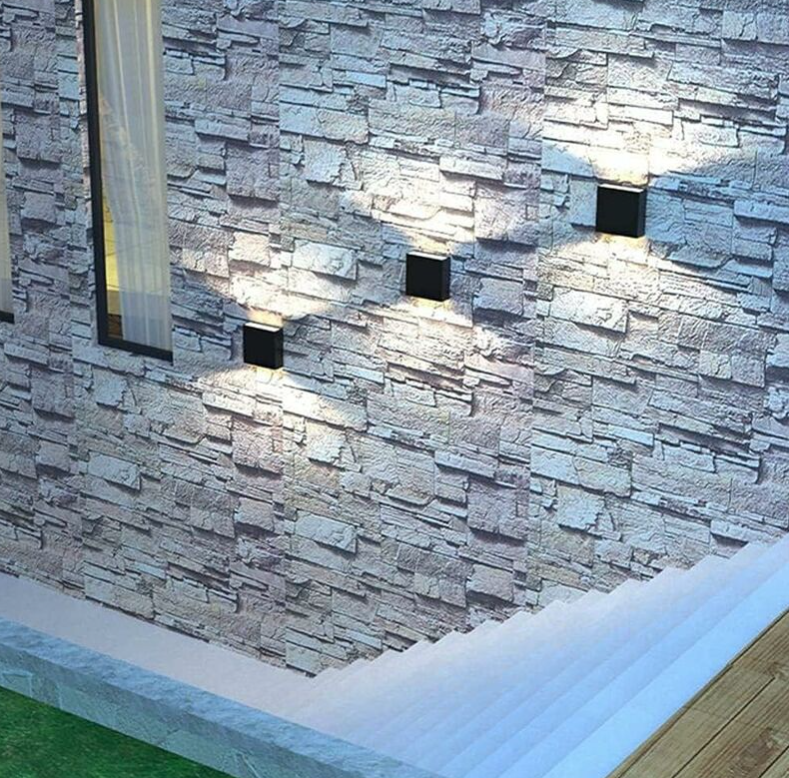 sztuka nowoczesna aluminiowa lampa ścienna LED kwadratowa czarna lampa ścienna 10 x 10 x 5 cm do wewnątrz lub na zewnątrz salonu, sypialni, korytarza, - 5