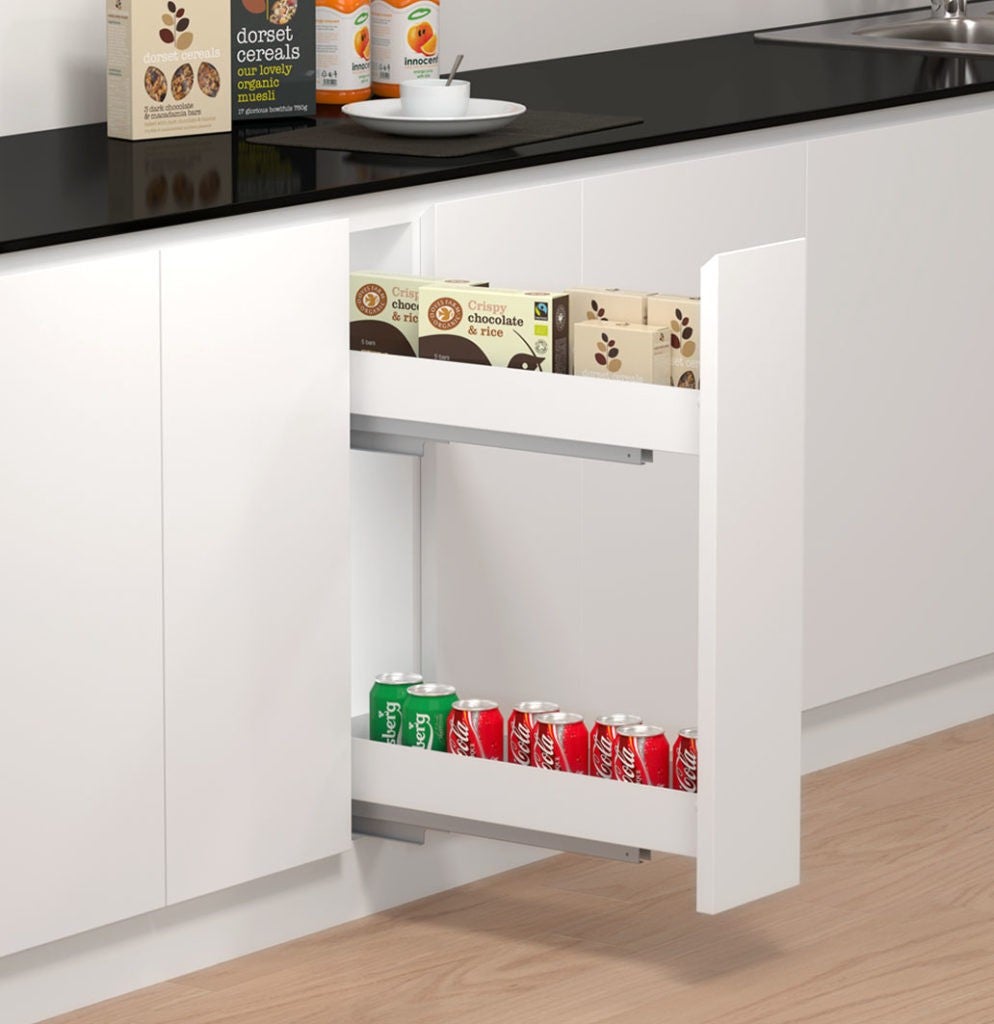 Botellero extraíble neo system blanco para mueble cocina 70x30 cm | organizador con cierre suave y extracción total