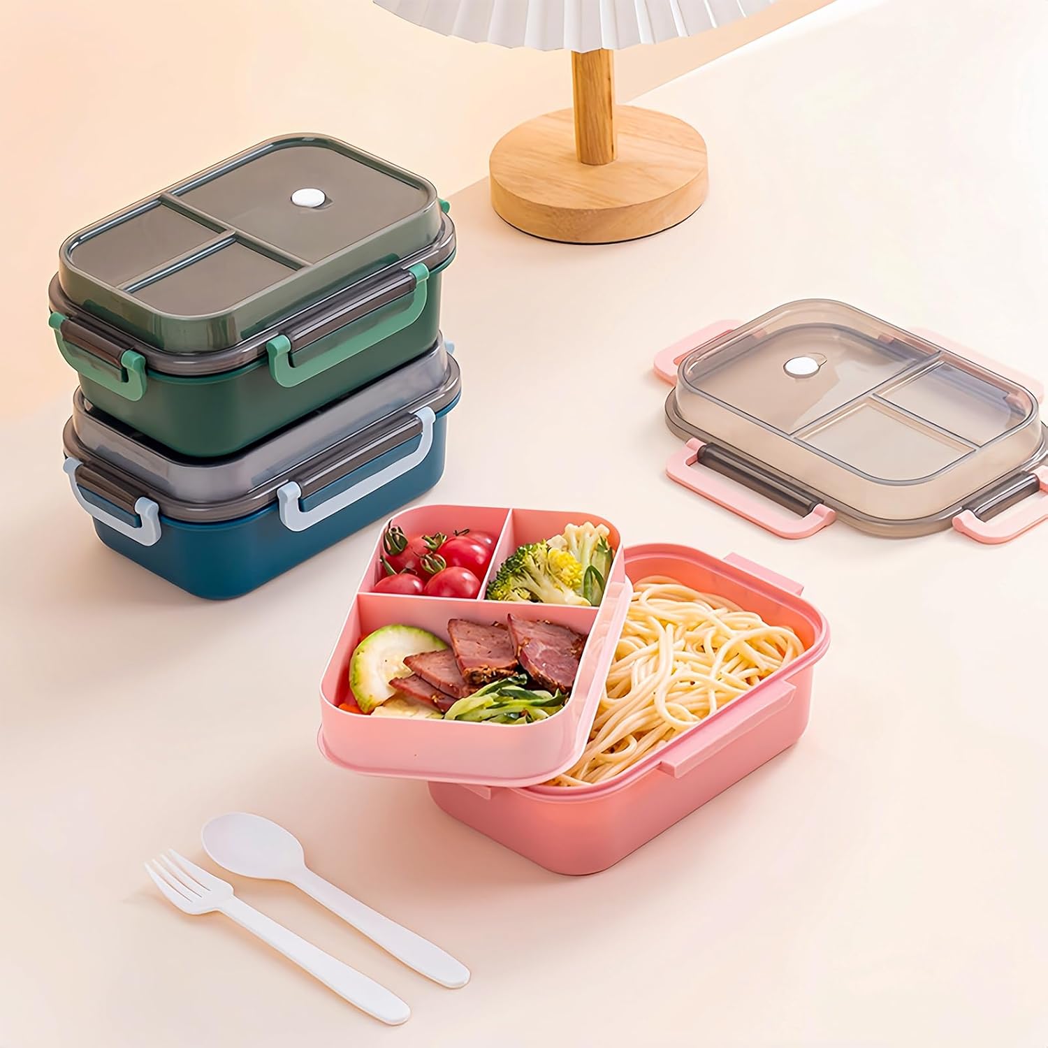 Lunch Box Inox 1000 Ml Personnalisable – Anti-fuite, Sans BPA, 3 Compartiments – Idéal École, Travail, Pique-nique