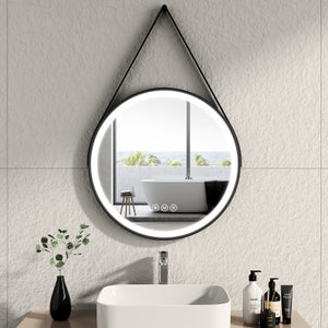 Fabuday Specchio rotondo da parete da 61 cm, confezione da 2, specchio rotondo per bagno, ingresso, soggiorno, corridoio, camera da letto, specchi con cornice opaca