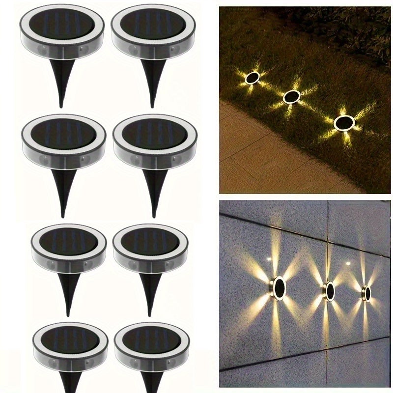 Zestaw 8 zewnętrznych lamp solarnych LED, dekoracyjne oświetlenie ogrodowe, oświetlenie trawnika, kinkiet, dekoracja chodnika