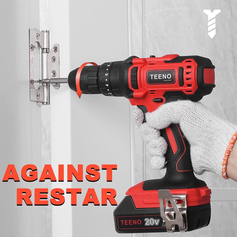 Teeno Perceuse visseuse à percussion sans fil PSR 20V, 2 Vitesses, 2Ah batteries - 3