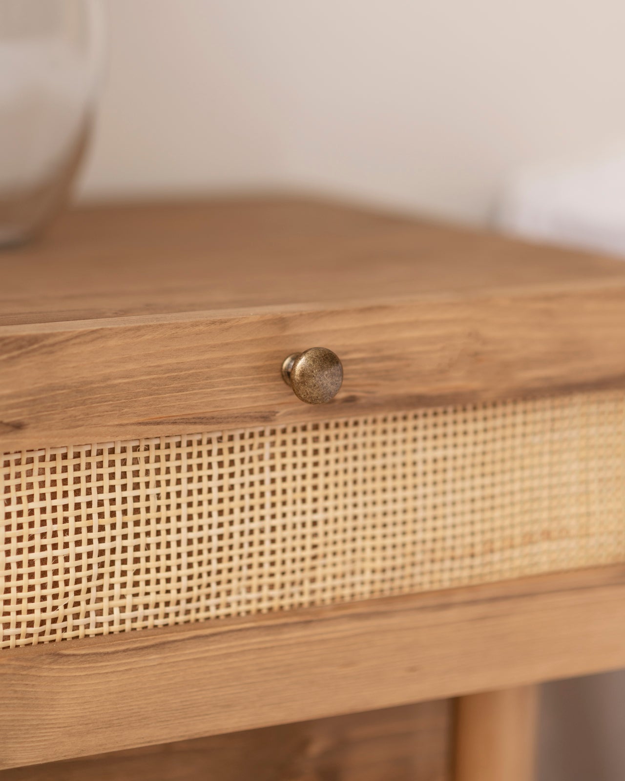 FRIDA - Comodino 1 cassetto in legno massello in tono rovere scuro 40x45cm - DECOWOOD - 3