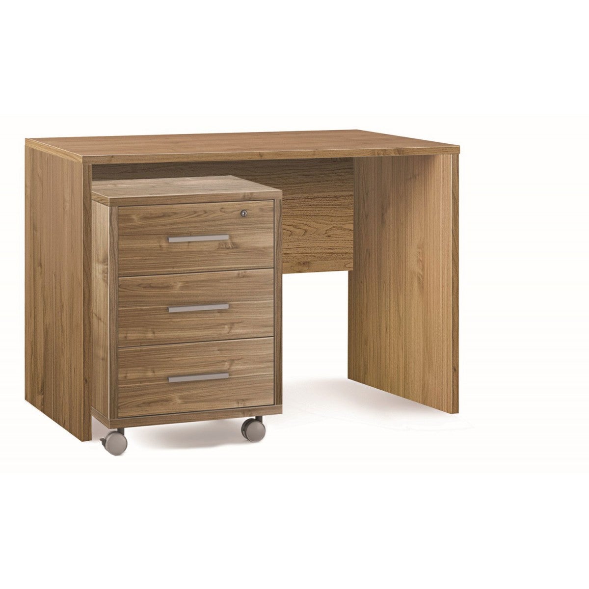 Cassettiera Ruote Noce Cassetti con Chiave da Scrivania Ufficio