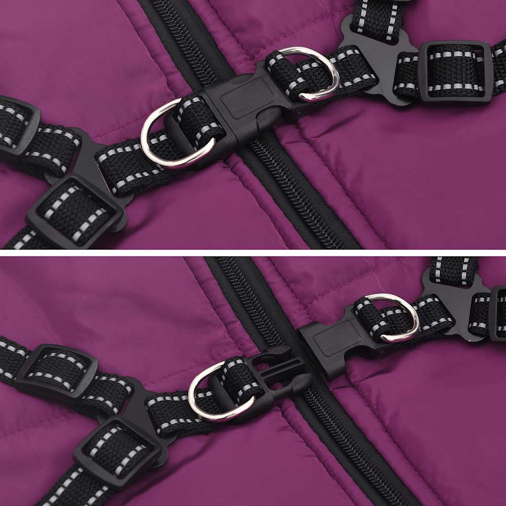 Abrigo para perro con arnés impermeable reflectante L morado vidaXL - 8