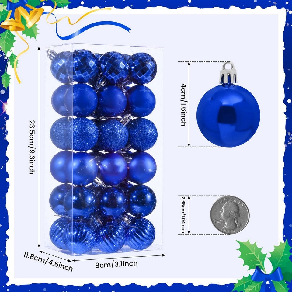 Conjunto de 36 enfeites para árvores de Natal, Conjunto de bolas de Natal, Pingentes para árvores de Natal, Presente de Natal, Decorações de Natal - 4