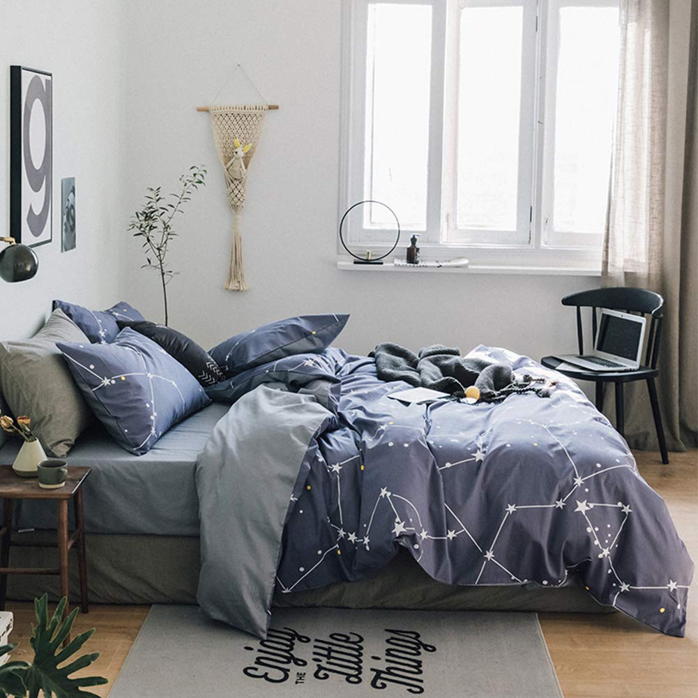 Ensemble De Literie Luxe 3 Pièces 100% Coton 200 Fils - Housse De Couette Imprimée Super King, Motifs Variés (marbre, Floral, Animaux...)