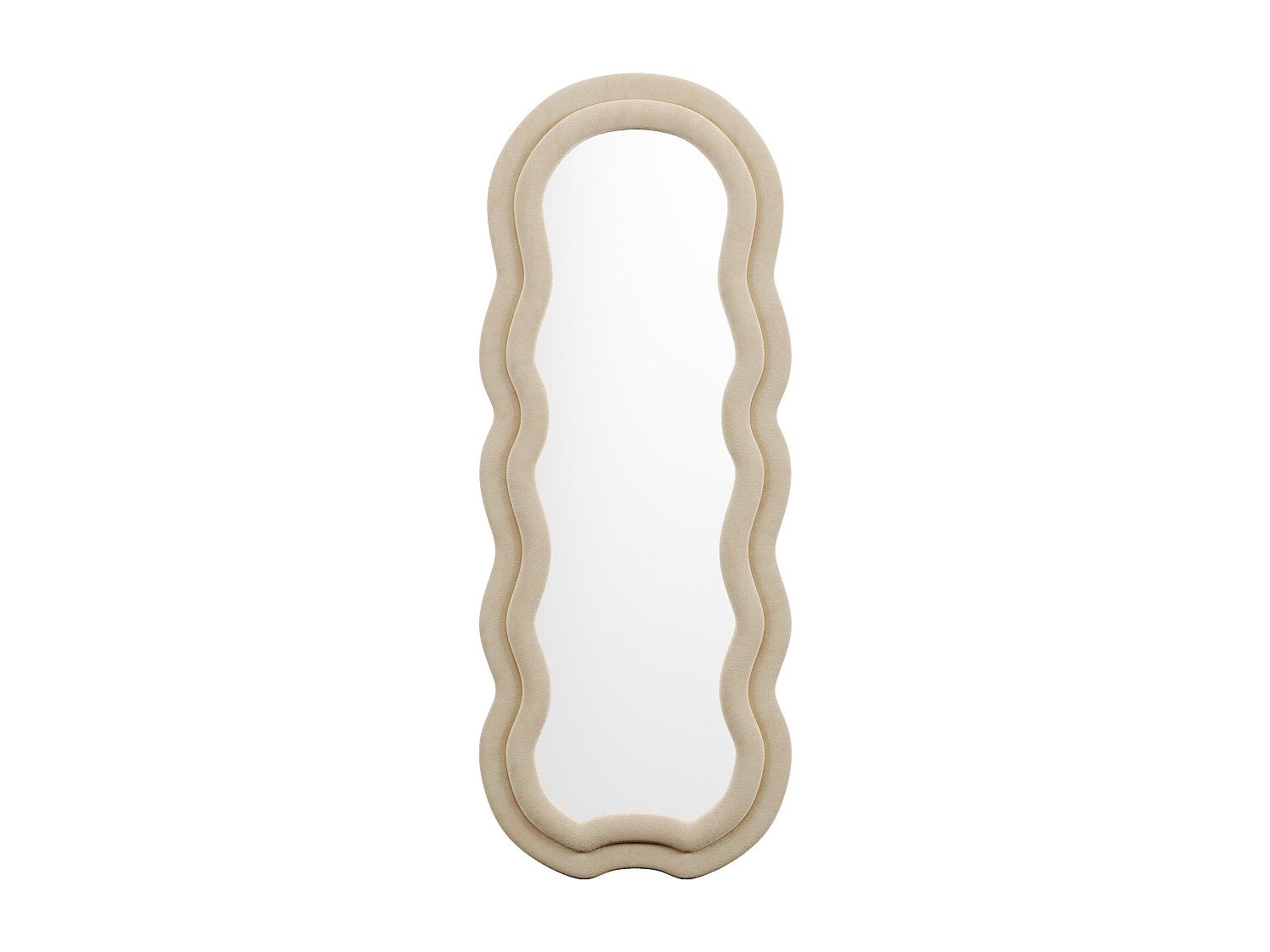 Lustro organiczne z weluru - szer. 60 x wys. 160 cm - Beżowy - LINOA