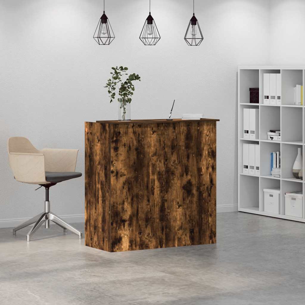 Bureau De Réception Noir 100x50x103.5 Cm - Bois D'Ingénierie - Meuble De Bureau Avec Étagère Basse - 12