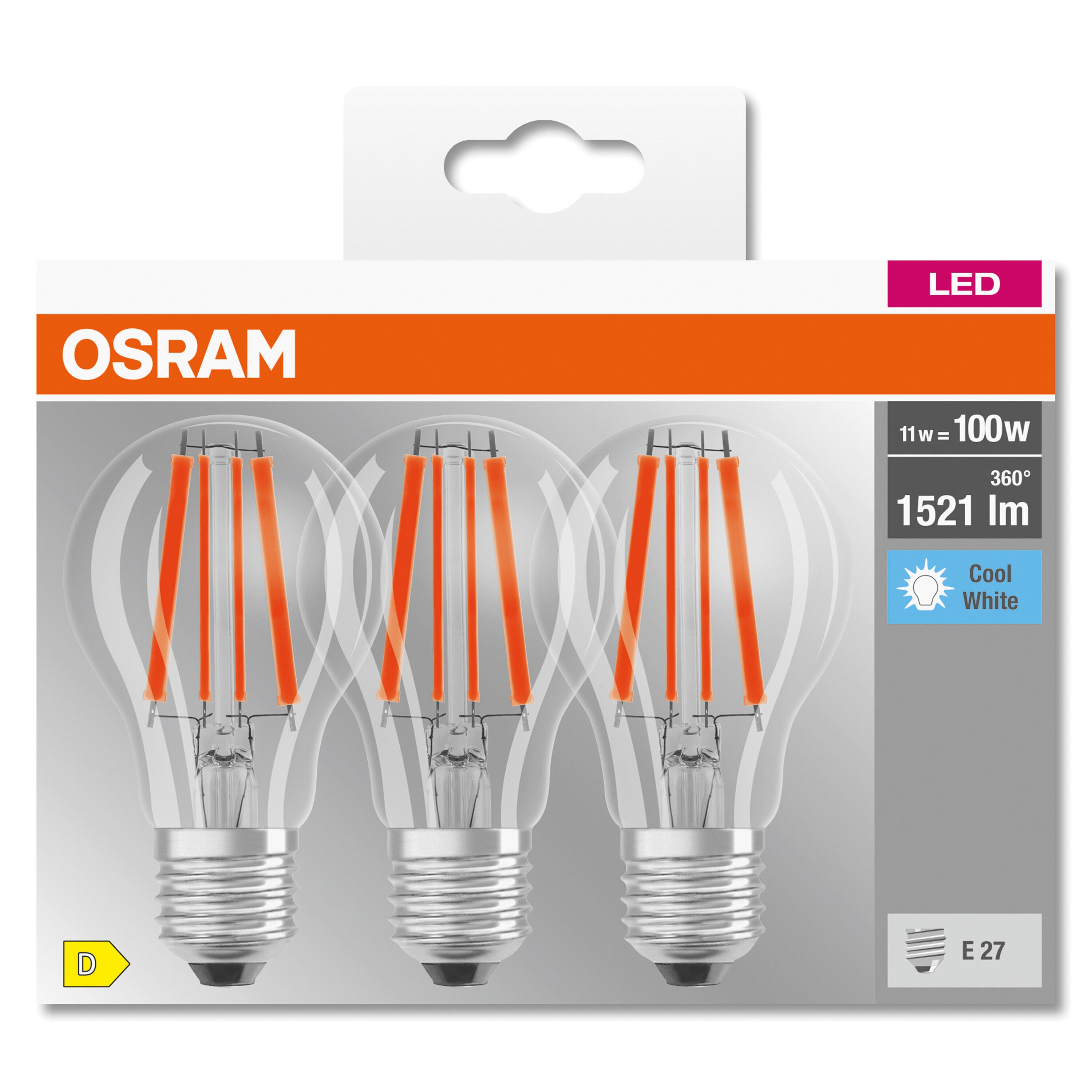 OSRAM LED BASE Classic A100, ampoules LED à filament clair en verre pour culot E27, forme ampoule, blanc froid (4000K), 1521 lumen, remplace les - 3