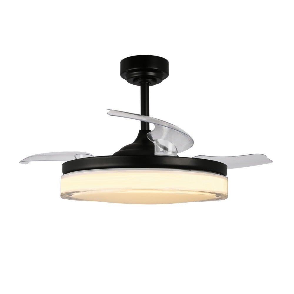 Ventilateur De Plafond KLARSTEIN AirFold Avec Lumière LED - Pales Rétractables, Télécommande, 6 Vitesses, 107 Cm, Noir