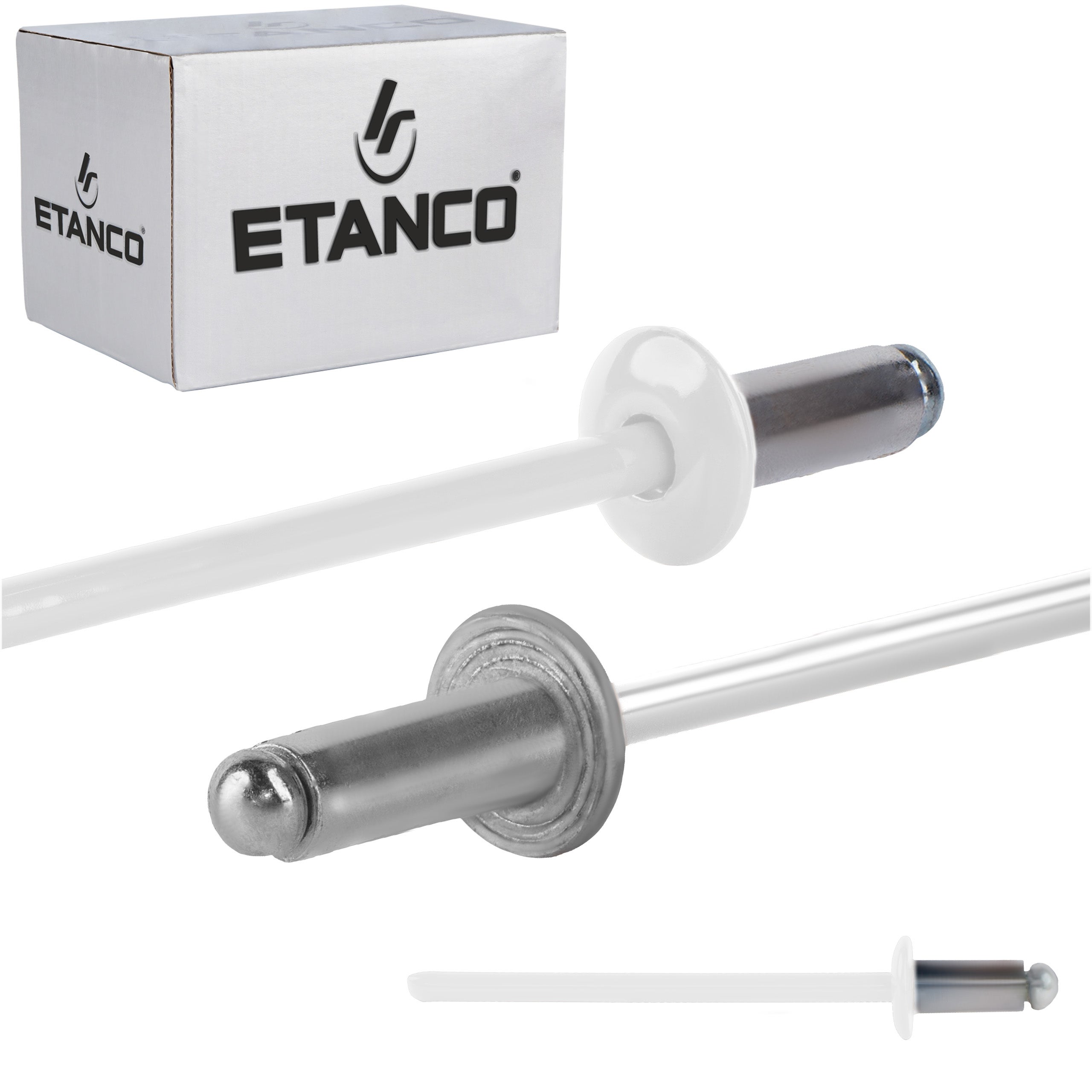 Nity aluminiowe zrywalne Etanco 3,2x6 mm RAL 9010 500szt