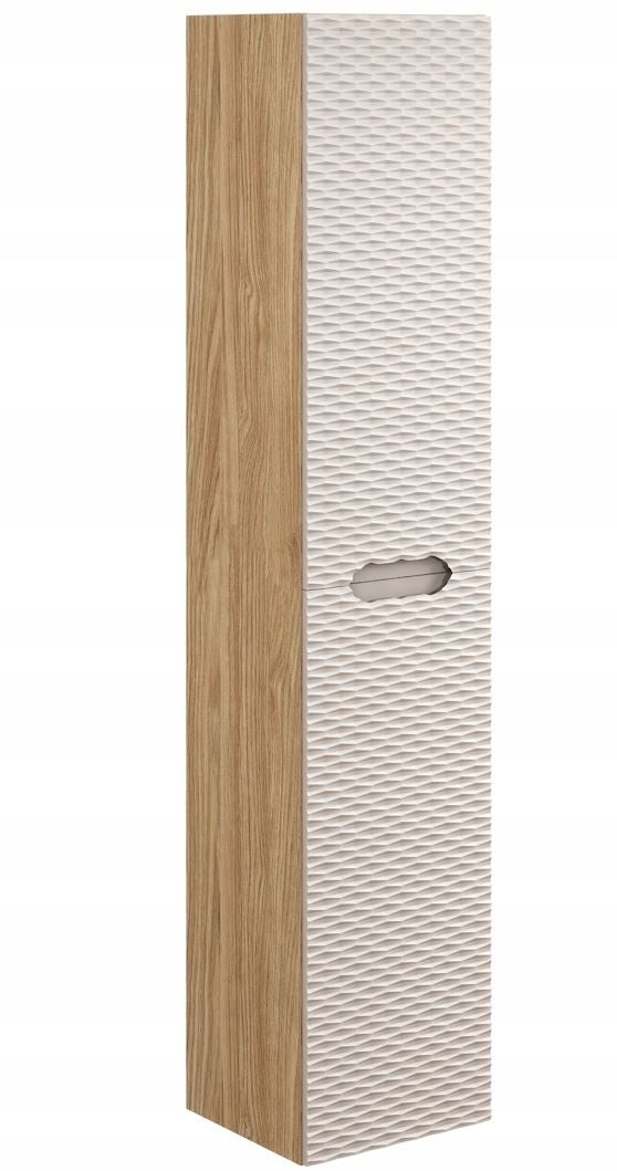 Słupek łazienkowy OCEAN 35 cm beżowy dąb olejowany front 3D MDF wiszący wysoki