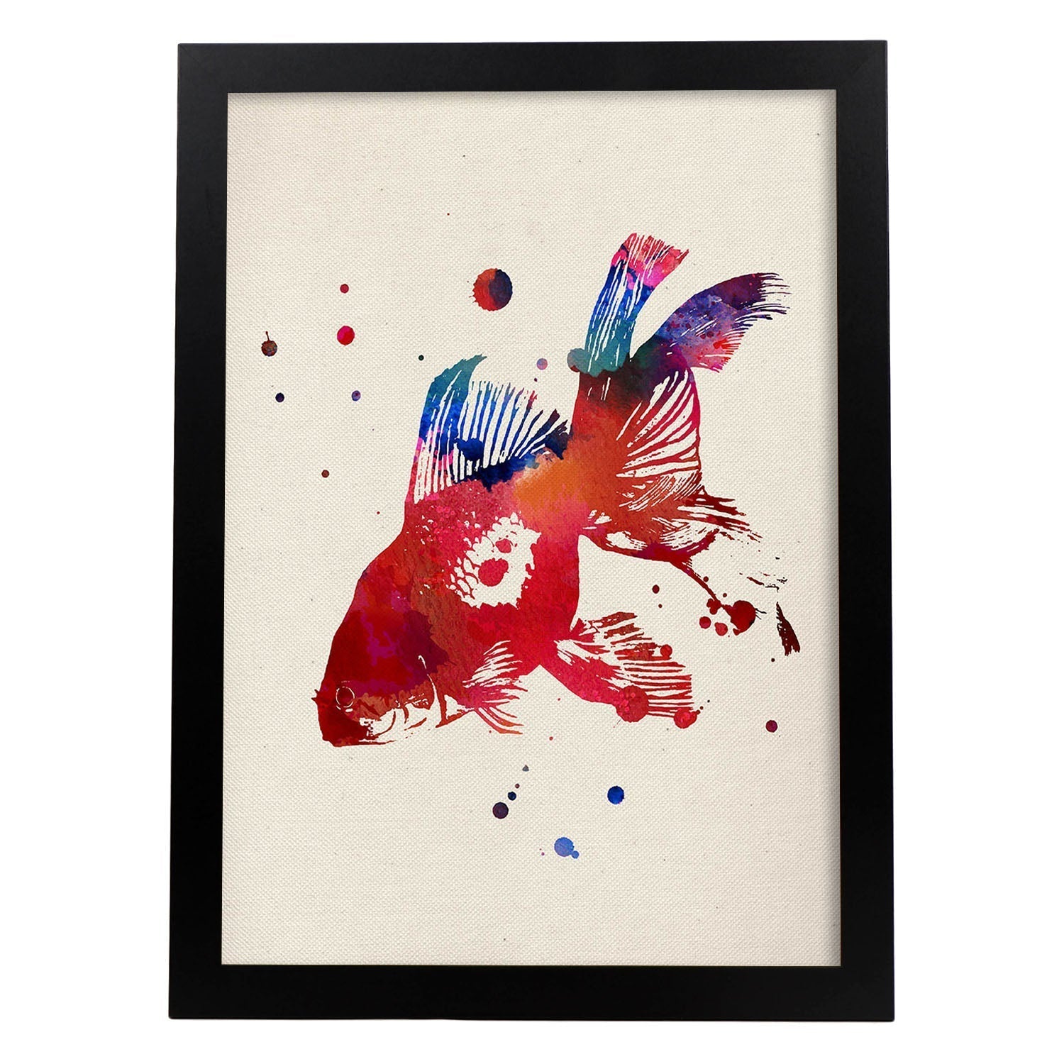 Affiche De Poisson Avec Conception D'aquarelle. Mélange De Feuilles Avec Un Cadre De Style De Style Aquarelle Clair A3 - 3