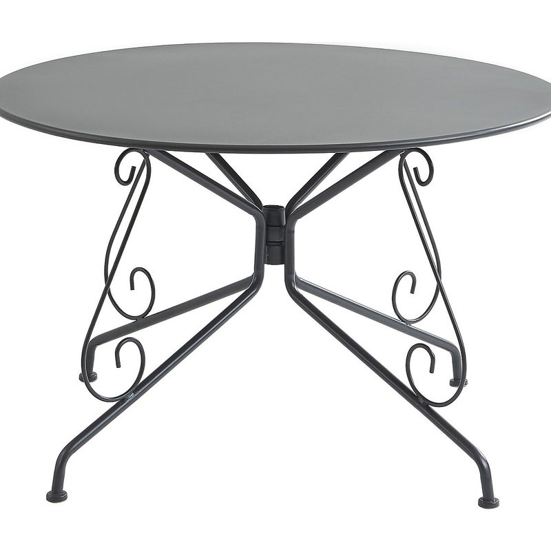 Stół ogrodowy metalowy o śr. 120 cm z efektem kutego żelaza - Antracytowy - GUERMANTES marki MYLIA