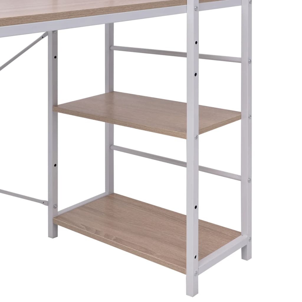 Bureau avec bibliothèque à 4 niveaux chêne - 3