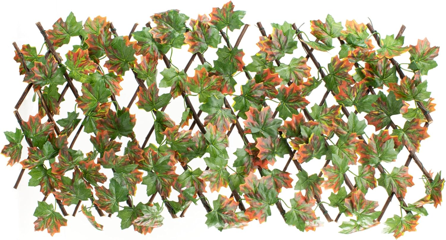 Treillis en bois extensible avec feuilles pour jardin 100x30 cm | Leroy ...