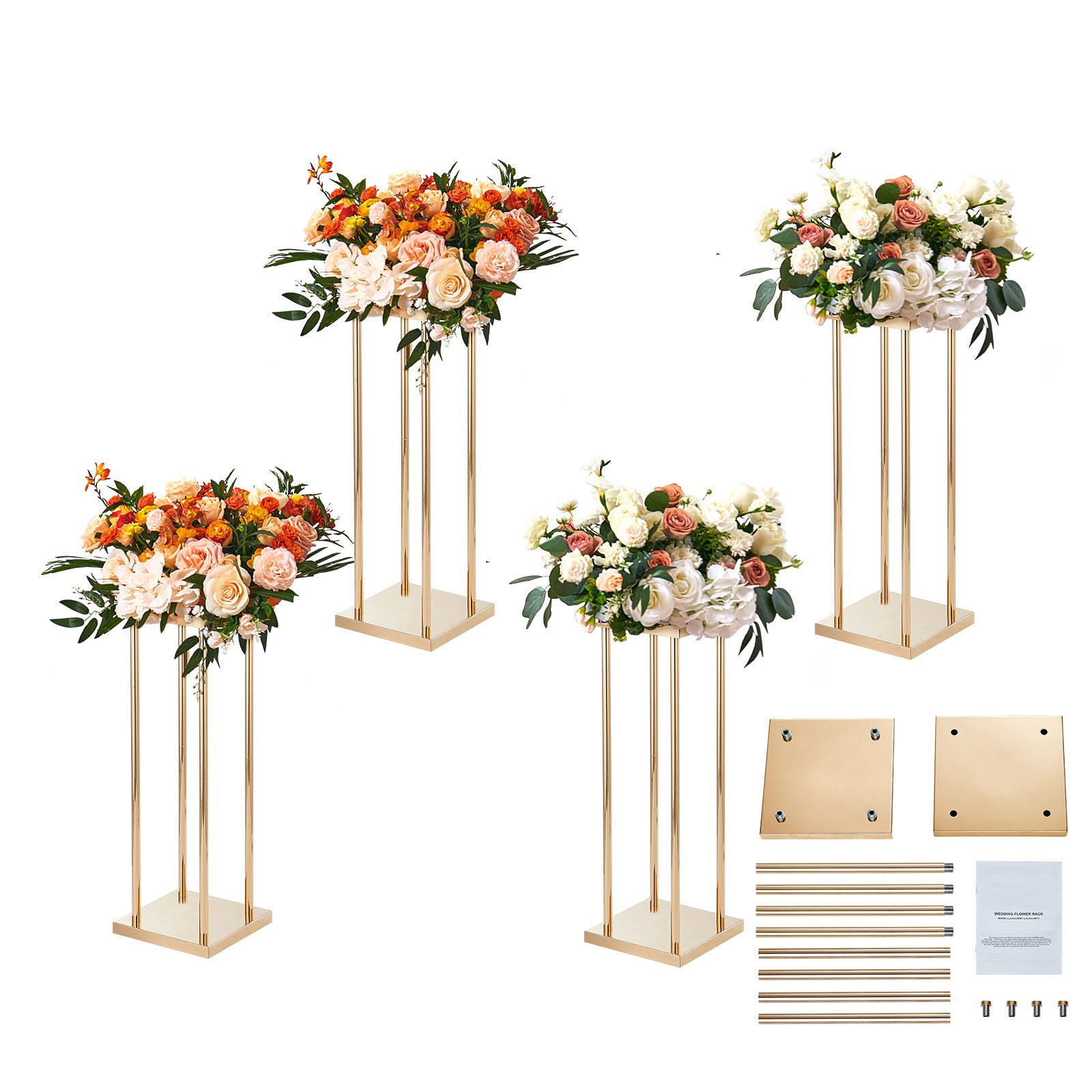 Portafiori SucceBuy Metallo Dorato 60 cm Altezza, Set da con