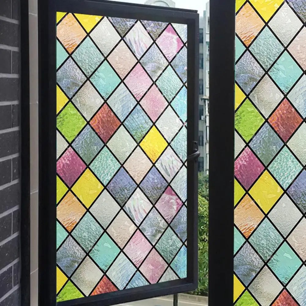 Pellicola Per Vetri Statica Effetto Arcobaleno, Pellicola Decorativa Per Vetri Con Motivo A Mezzaluna 3d 40 X 300 Cm 97211052