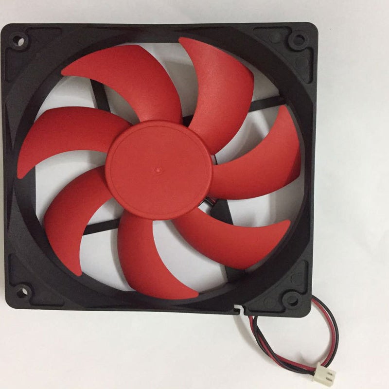 Czarno-czerwony wentylator chłodzący 120 mm x 120 mm x 25 mm DC 12 V 1,92 W, 2,5-pinowy, kwadratowy, do obudowy komputera
