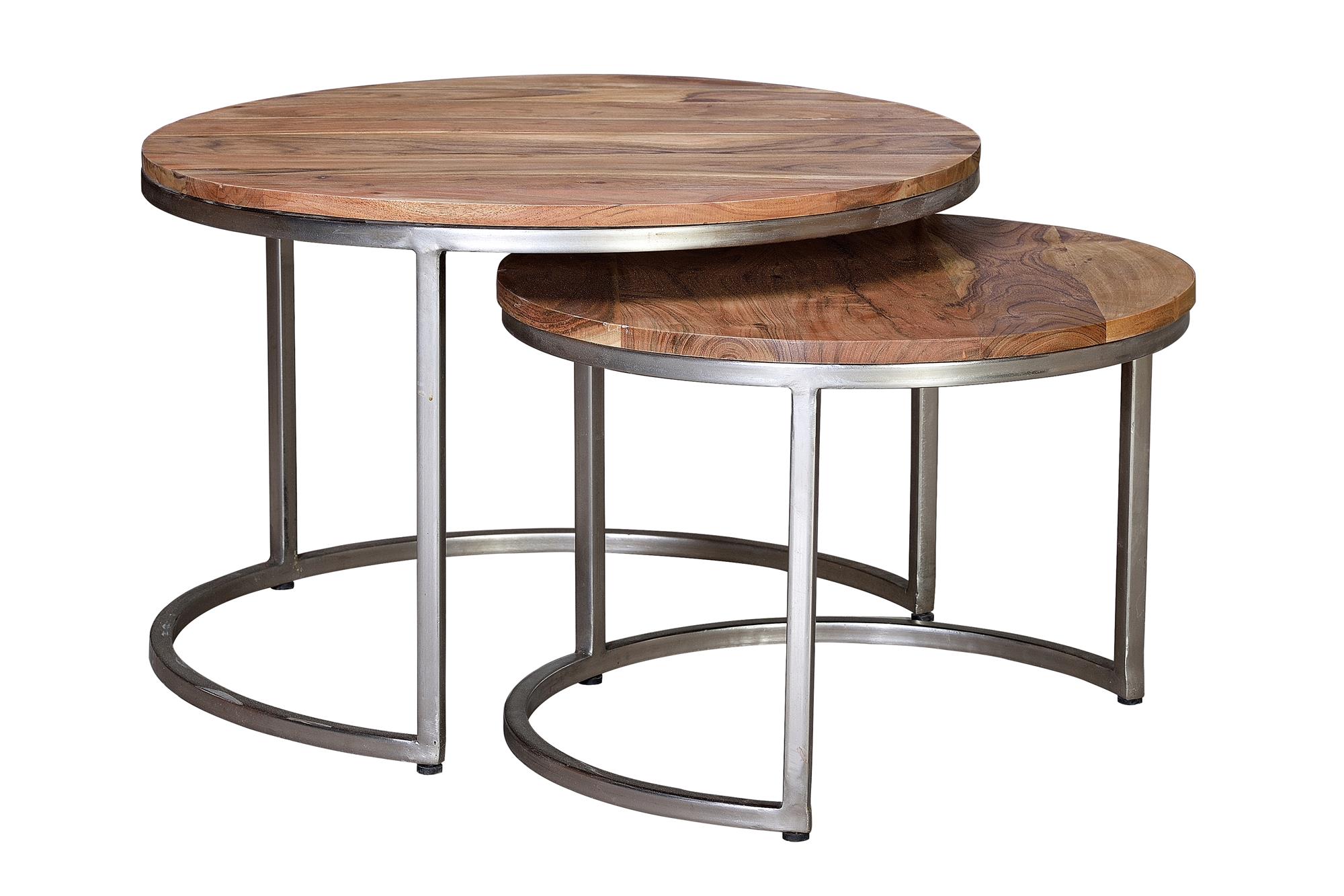 Set di 2 tavolini decorativi Rotondo in legno di mango scuro Turua