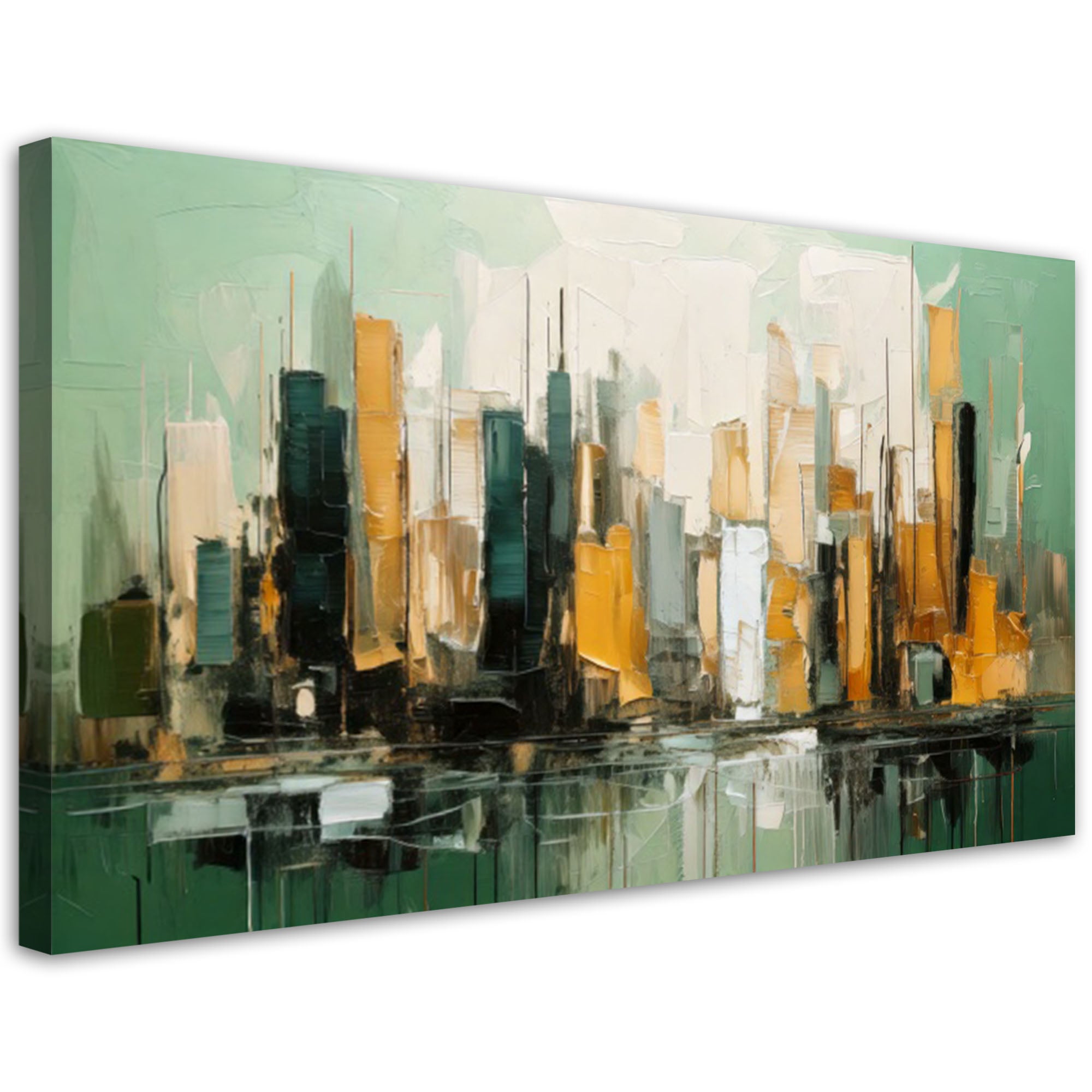 Obraz do salonu miasto abstrakcja zielony 120x60