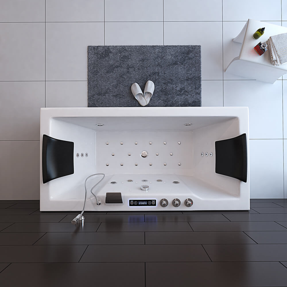 HOME DELUXE - Baignoire balnéo - LAGUNA M PURE - Blanc, dimensions : 180 x 90 x 55 cm - radio, chauffage et luminothérapie inclus I Baignoire balnéo - 5