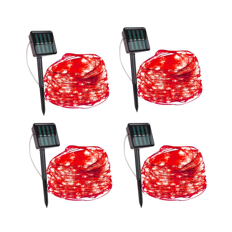 4szt 8-trybowe girlandy solarne 10m 100led zewnętrzne wodoodporne girlandy lampki choinkowe do dekoracji ogrodu-czerwone