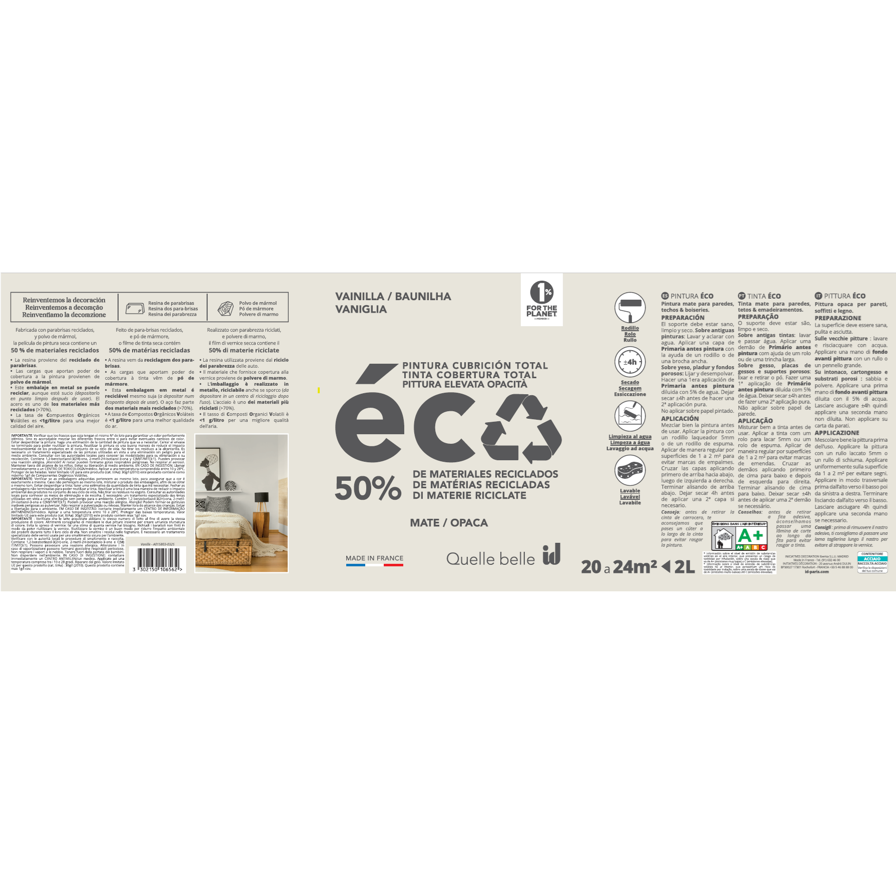 Pittura opaca elevata opacita ECO 2L SCOIATTOLO – ID PARIS - 2