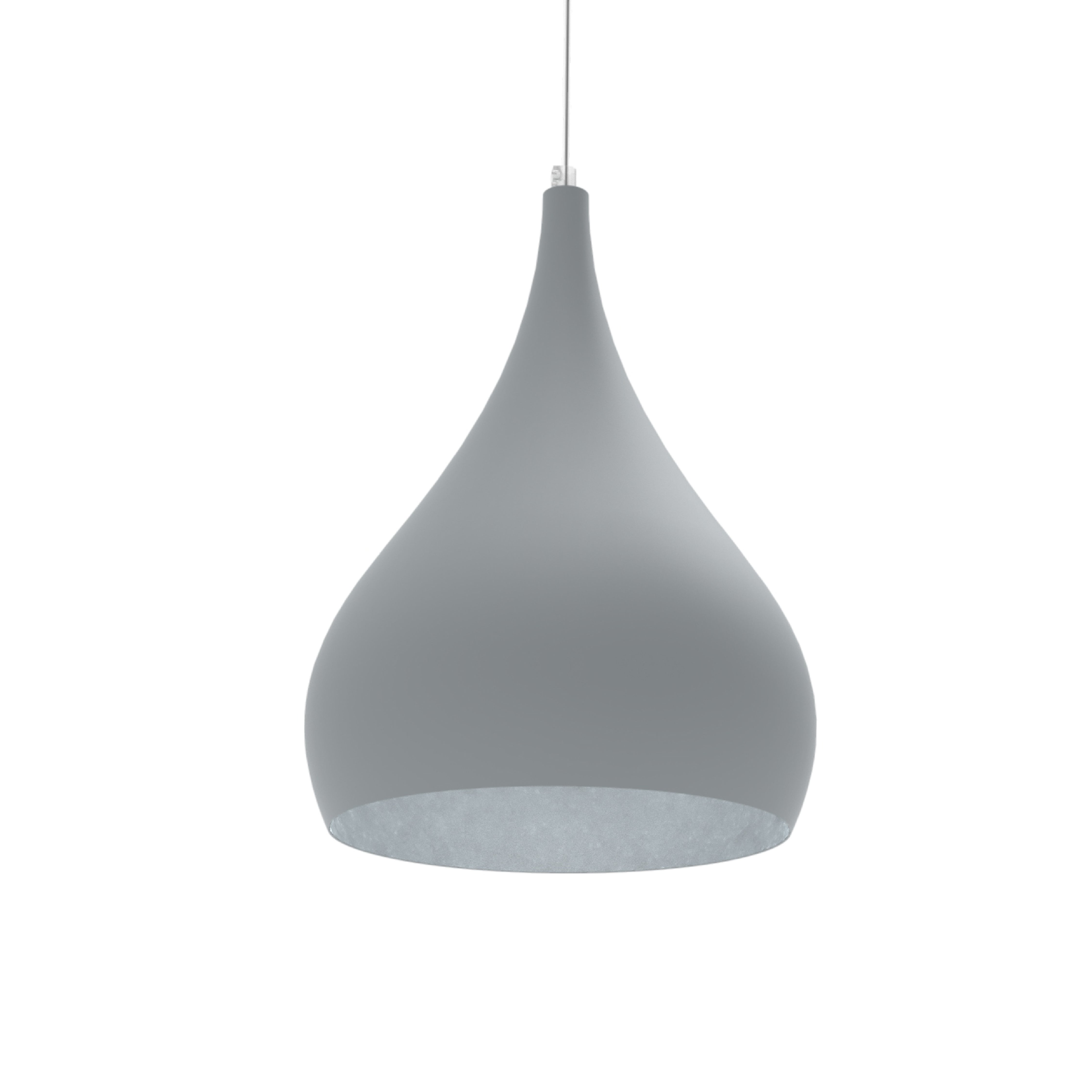 Lumicom | calice lámpara pendiente, 1x e27, max 42w, metal, gris, d.20cm