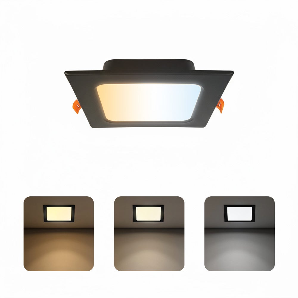 Oprawa stropowa podtynkowa downlight LED, 9W, 780lm, IP20, CCT, kwadratowa, czarna, ALEXIS-SQ HOROZ