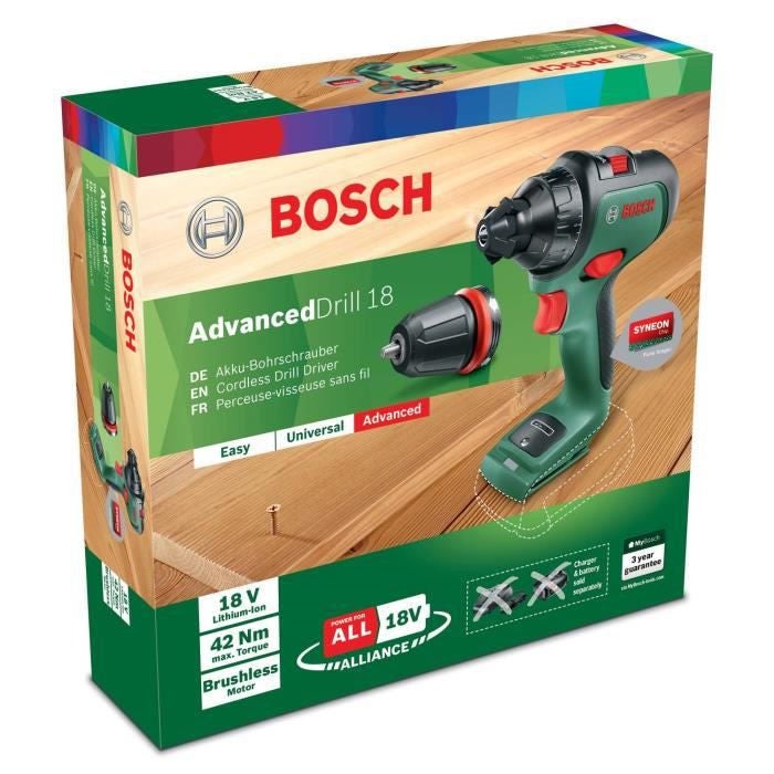 Perceuse-visseuse BOSCH AdvancedDrill 18 + 1 mandrins - sans batterie ni chargeur- 06039B5009 - 2