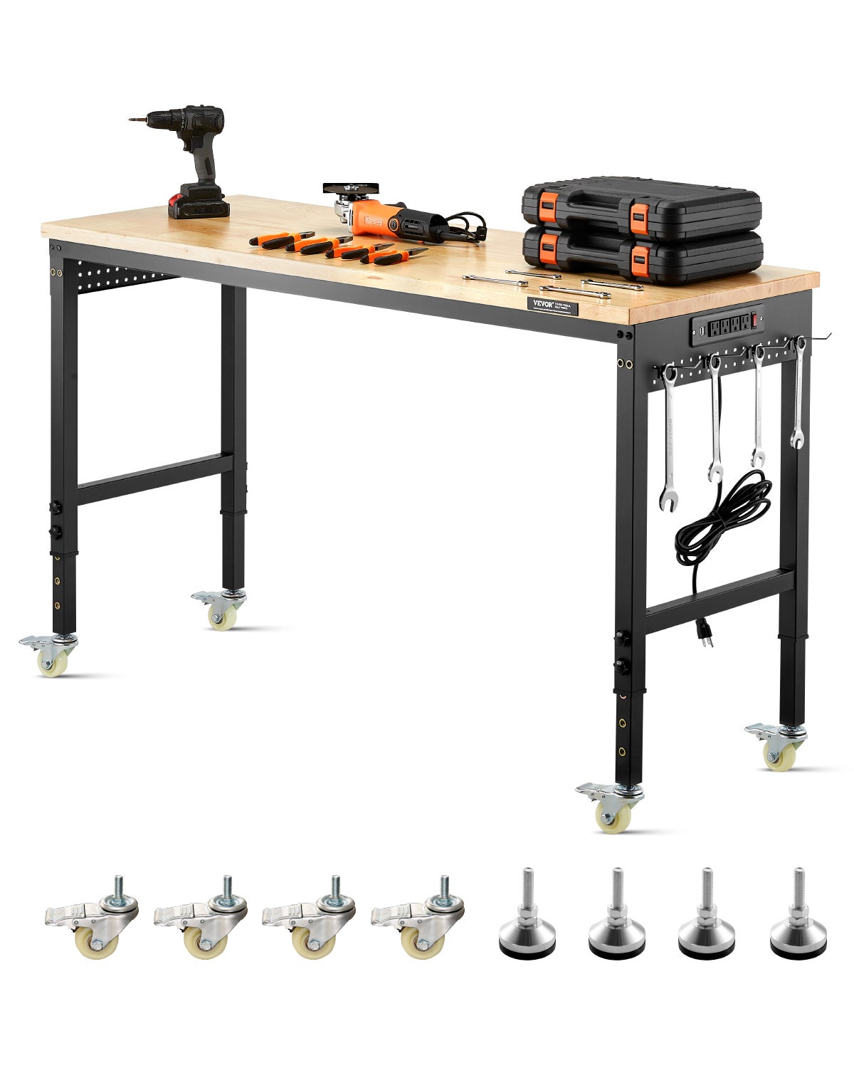 Stół roboczy 907 kg z gniazdem na płytę perforowaną 1524x559x711-1030 mm VEVOR