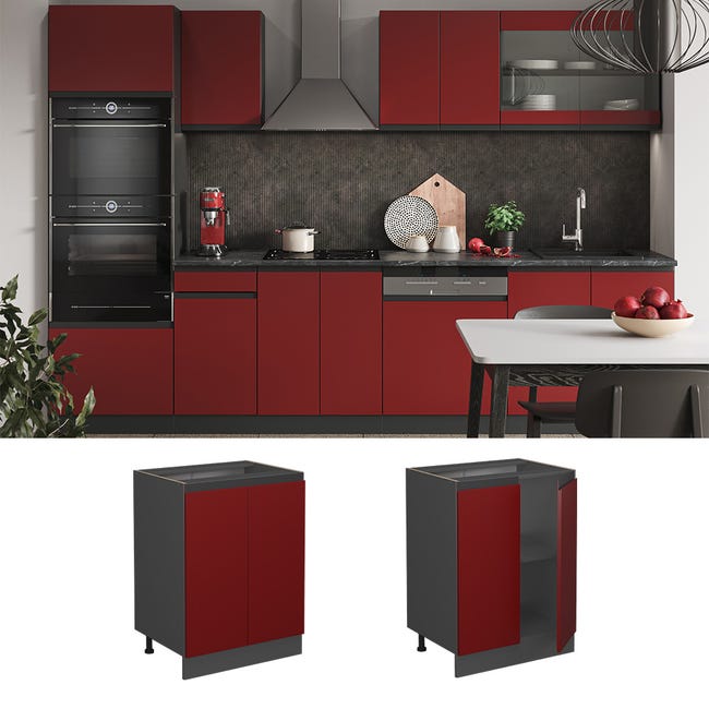 Mobile Base Cucina Vicco R-Line 60 Cm - Piano Marmo, Colore Calcestruzzo, Con Cassetto - Foto 7