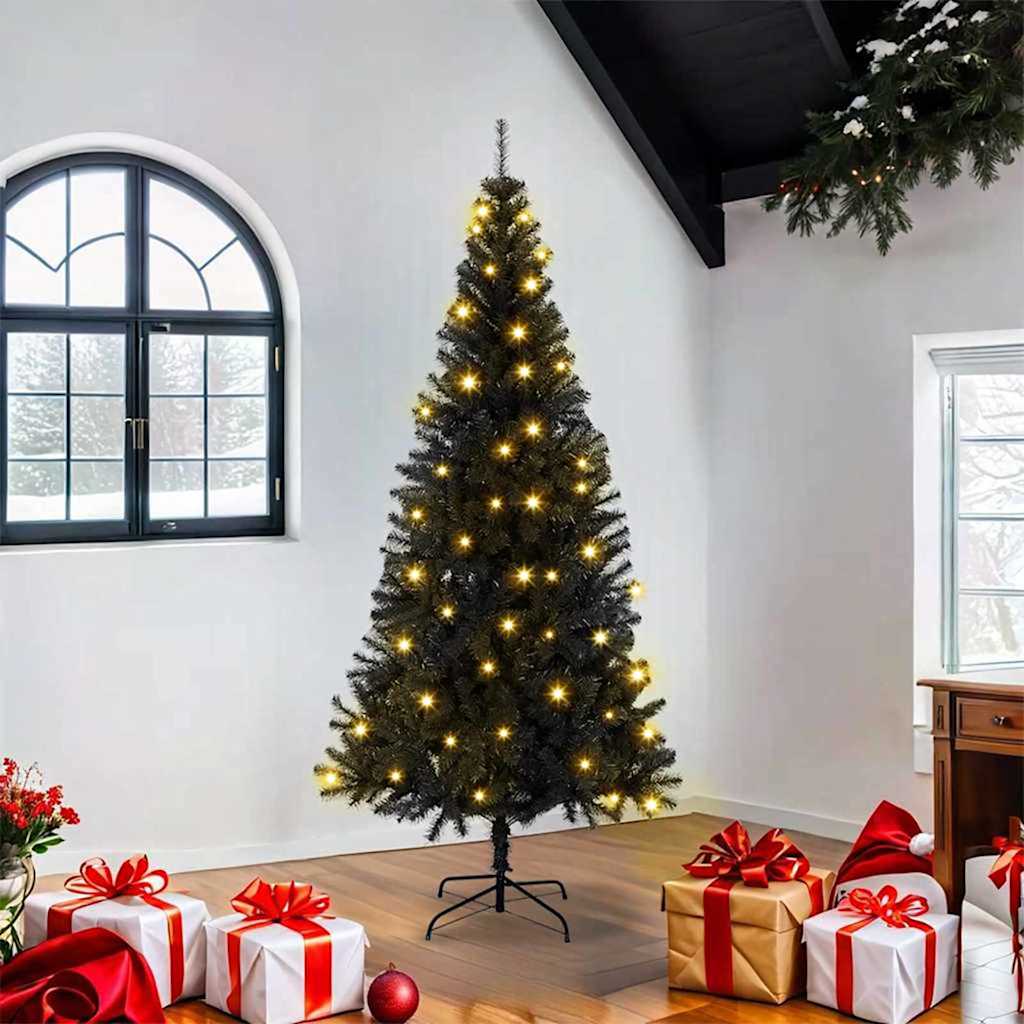 Choinka z 300 diodami LED z podstawą Czarny 180 cm PVC vidaXL