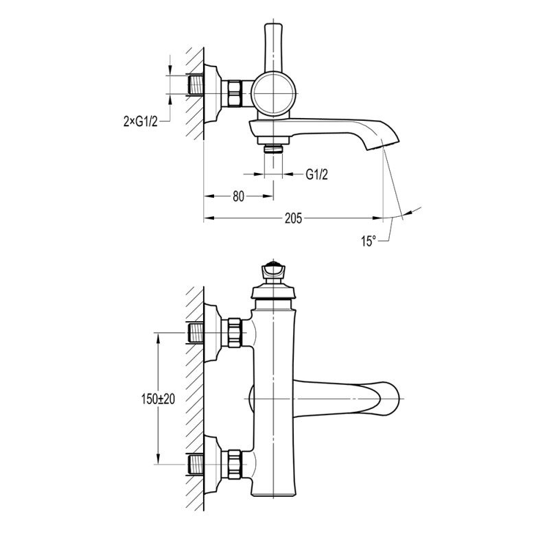 Mitigeur bain douche mural PAINI Lady's auburn - 2