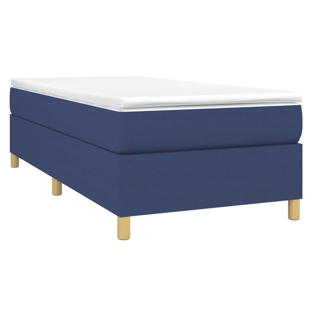 Sommier à lattes avec matelas bleu 100x200 cm en tissu - 3