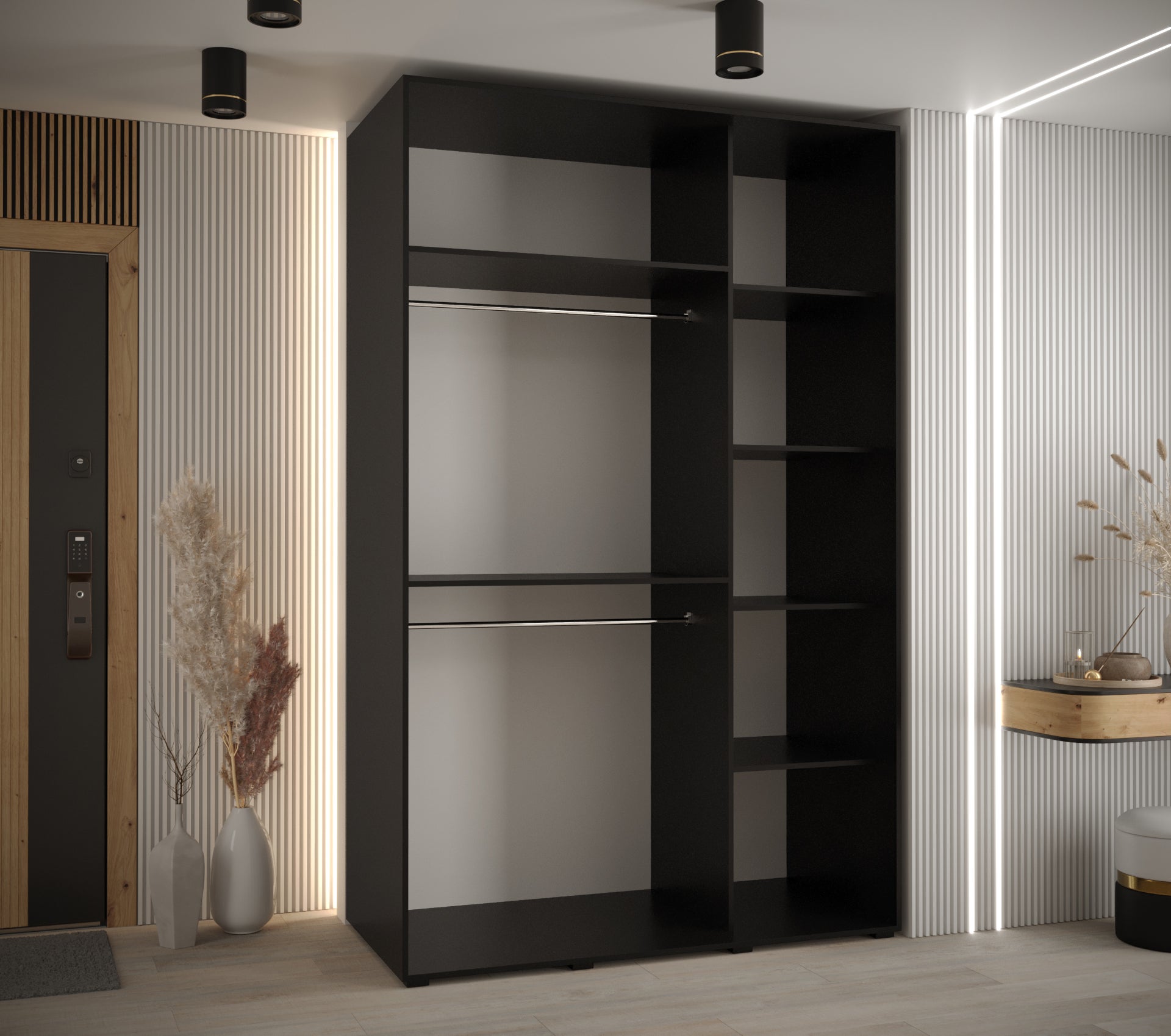 Szafa przesuwna z lustrem wysoka Davos 11 150 x 60 x 235,2 cm czarny + czarny + u. czarny - Abiks Meble - 4