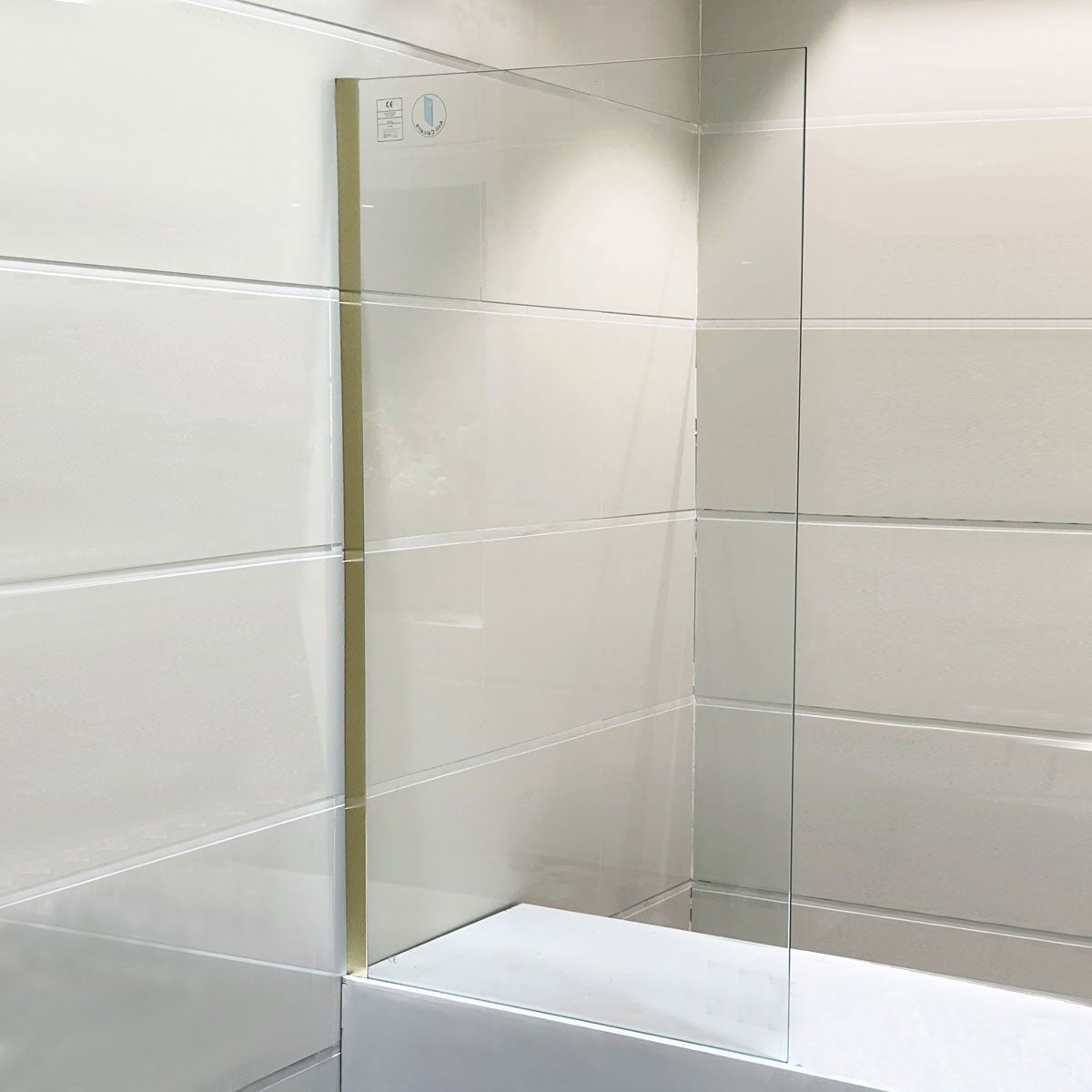 Pare-Baignoire fixe verre anticalcaire et aluminium 80 x 140 Or Brossé - 5