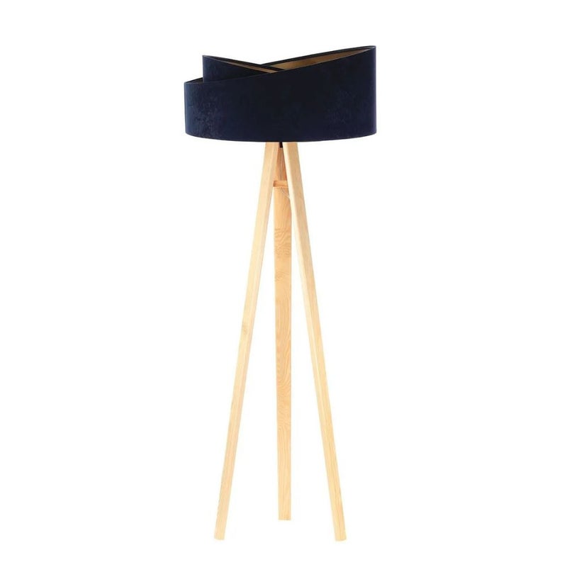 Lampa stojąca GEMSTONE granatowa/złota/sosna