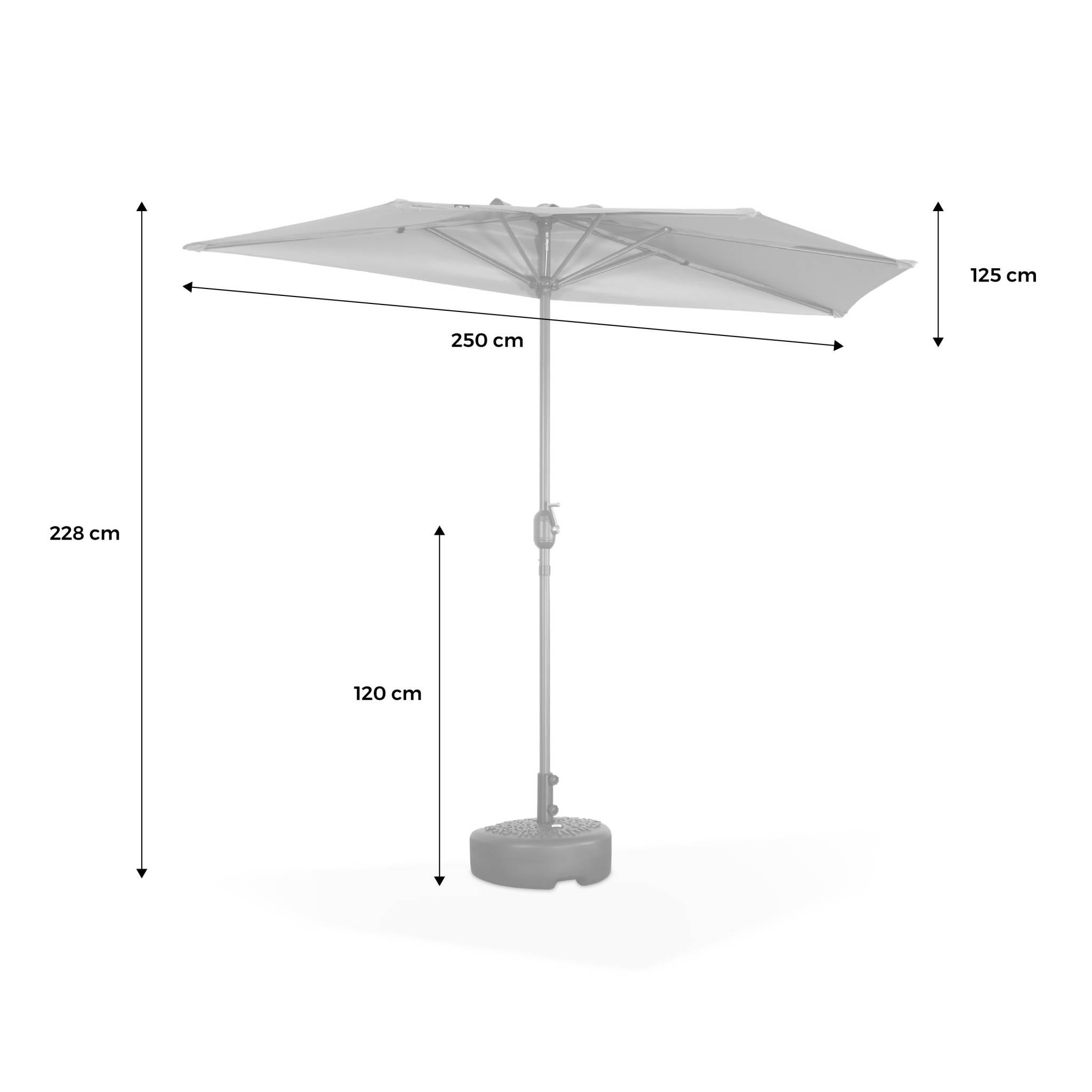 Parasol de balcon Ø250cm – CALVI – Demi-parasol droit. mât central en aluminium avec manivelle d’ouverture. toile - 6