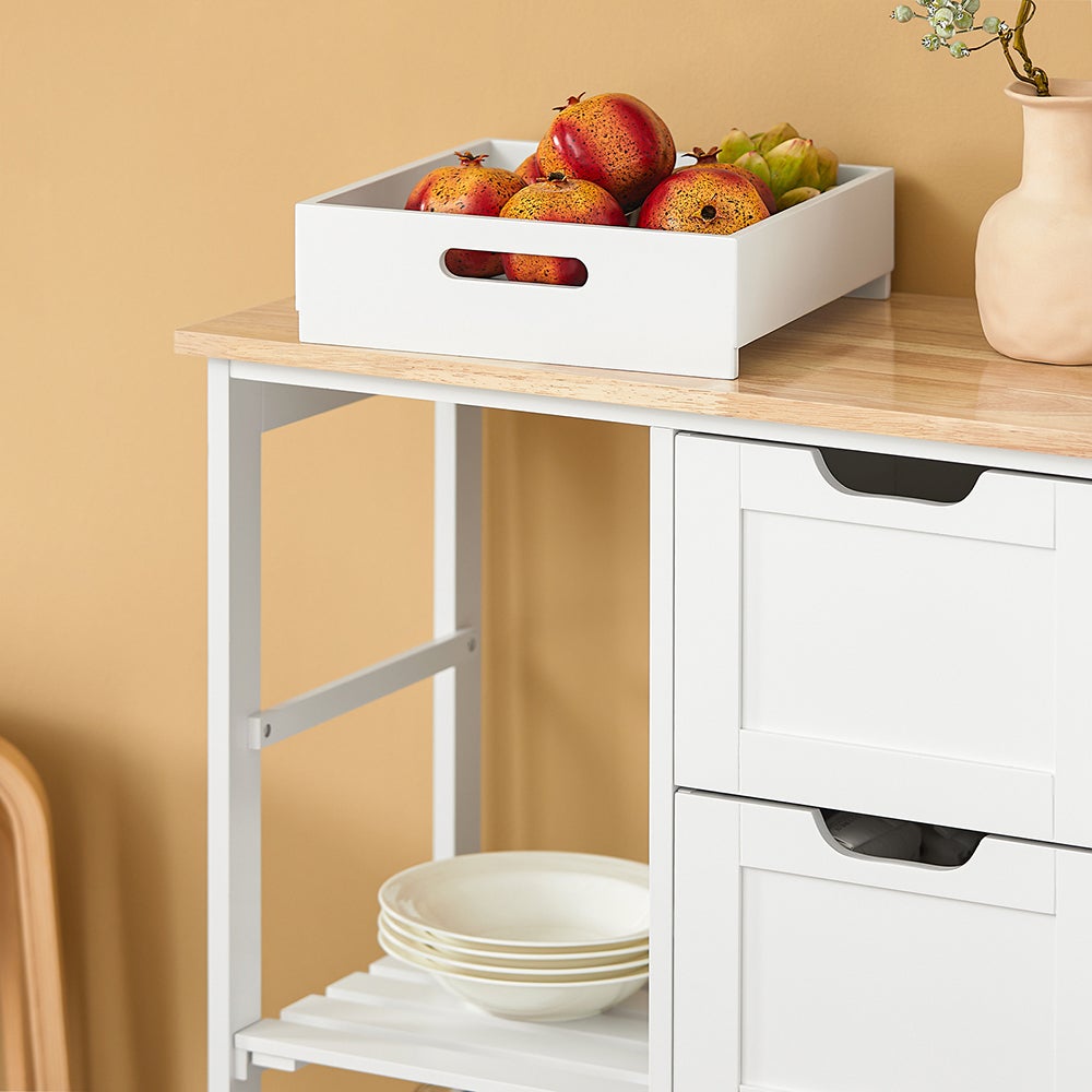SoBuy Desserte Cuisine à roulettes Chariot de Service, 3 Tiroirs, Blanc, FKW79-W - 6