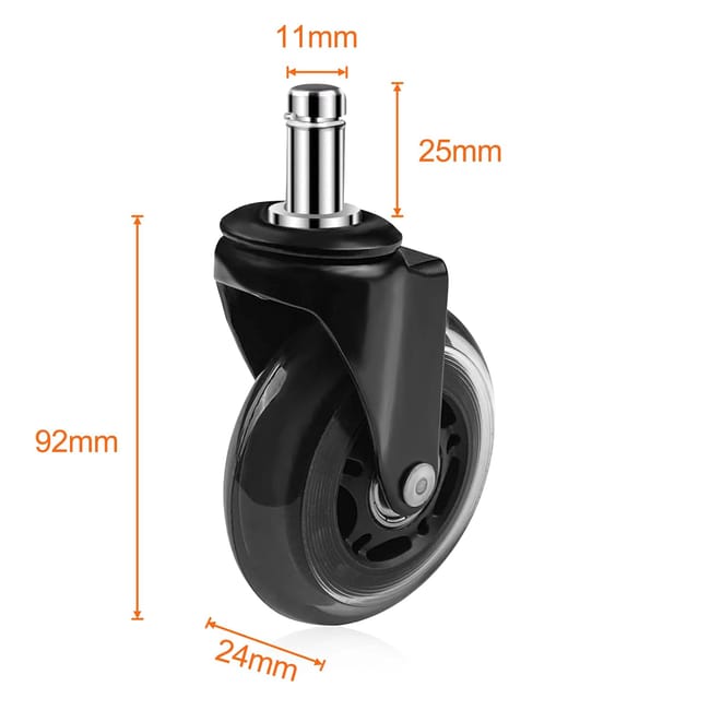 Rotelle in gomma silenziose - Per sedie da ufficio, rotazione a 360°, nere, antigraffio | Leroy Merlin Rotelle in gomma silenziose - Per sedie da ufficio, rotazione a 360°, nere, antigraffio | Leroy Merlin